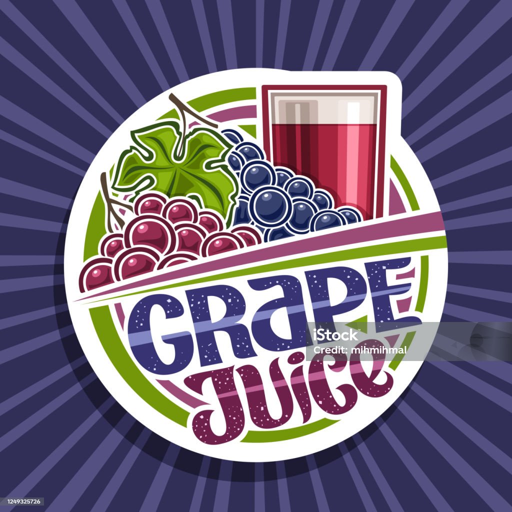 Grape Raspberry Juice Sticker Vector Label For Grape Juice Stock Illustration - Download Image Now ...