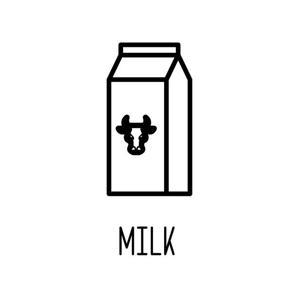 значок линии молочного пакета - milk box packaging carton stock illustrations