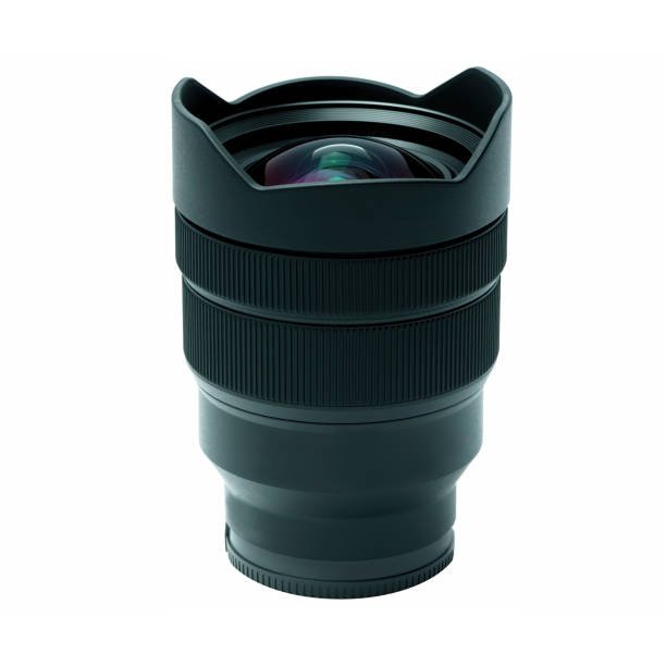 uma lente moderna de zoom de fotos do lado - photography lens aperture sharp - fotografias e filmes do acervo