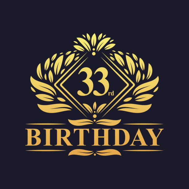 33 years Birthday Logo, Luxury Golden 33rd Birthday Celebration. 33 years Birthday Logo, Luxury Golden 33rd Birthday Celebration. number 33 stock illustrations