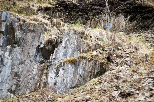 istock rock formation close-up. An old abandoned quarry 1249332123