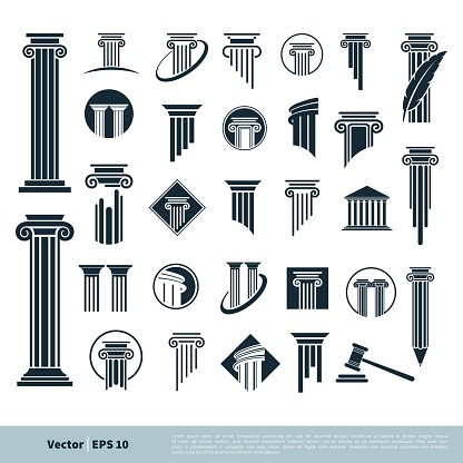 Set Column Pillar Icon for Legal, Attorney, Law Office Logo Vector Template Illustration Design. Vector EPS 10.