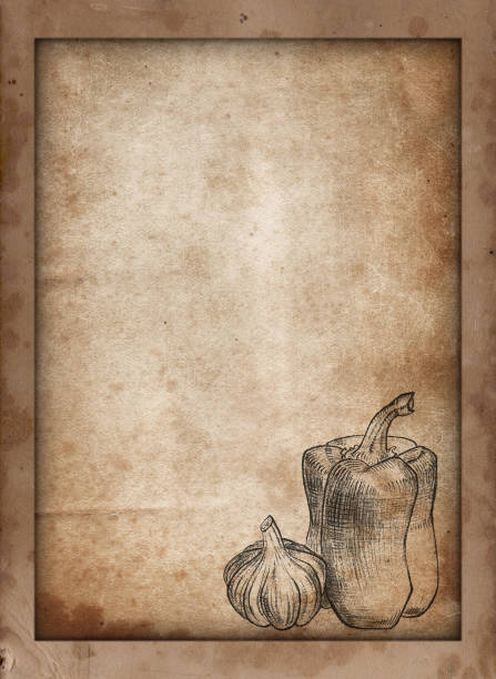 istock Old vintage texture retro paper with draw vegetables 1249333442