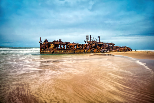 Ship wreck of the Mahano on Fraser Island in Queensland
