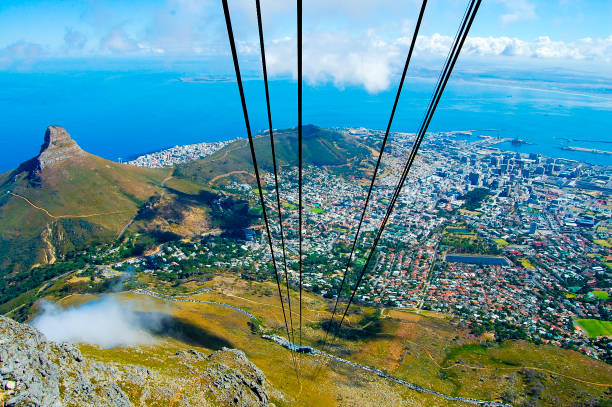 Cableway Cableway - Cape Town - South Africa aerial tramway stock pictures, royalty-free photos & images