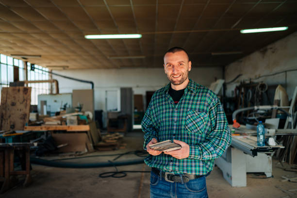 Furniture designer working on a project in a workshop