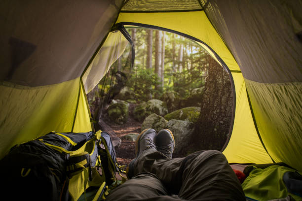 istock Sport and active life concept. View from the tent. 1249340565