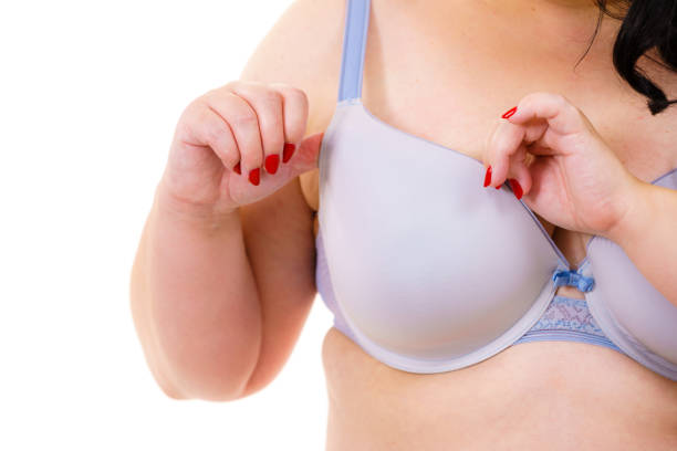 istock Fat woman big breast wearing bra 1249340664