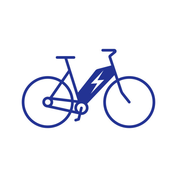 illustrazioni stock, clip art, cartoni animati e icone di tendenza di bici elettrica, icona della bicicletta elettrica - bicicletta elettrica