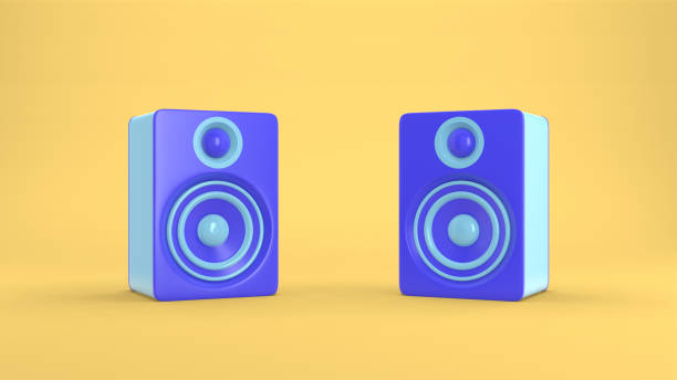 istock 3D rendering music speakers jumping and dancing in an active, fun rhythm. Funny bright animation cartoon style. Positive fast motion party, concert, web page. 1249341436