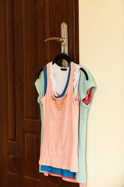 istock Colorful, women clothes on hanger 1249341605