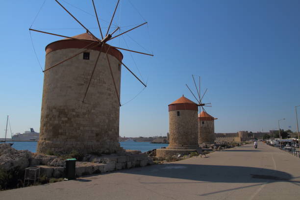 istock Windmills in Rhodes town 1249341640