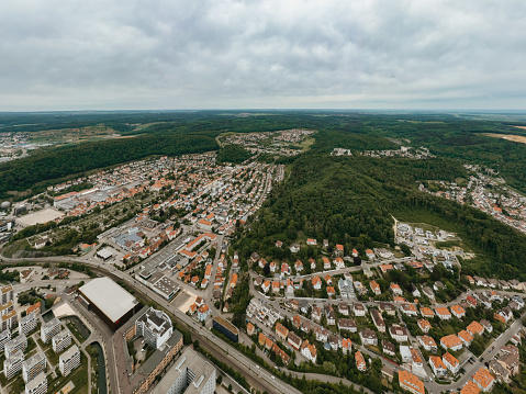 aerrial drone photo of Heidenheim, Baden-Wurttemberg, Germany
