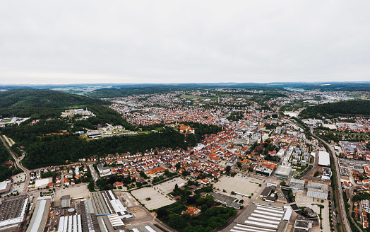 aerrial drone photo of Heidenheim, Baden-Wurttemberg, Germany