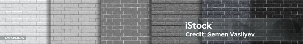 Brick Gradient Colour Pattern Brick Wall Different Grayscale Gradient Seamless Pattern Set Stock ...