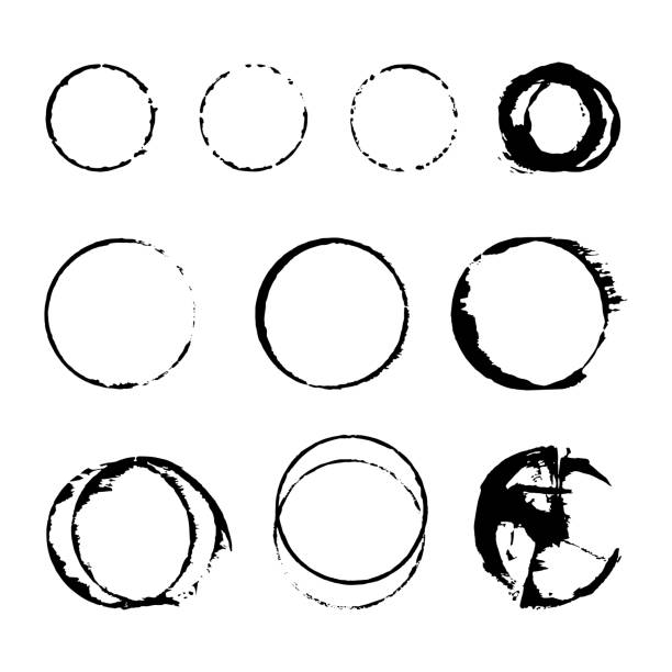 istock A set of round objects in the grunge style, frames, templates, and spots. It can be used for decoration of textile, paper and other surfaces. 1249343688