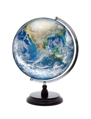 (Clipping path) Desktop world Globe isolated on white background