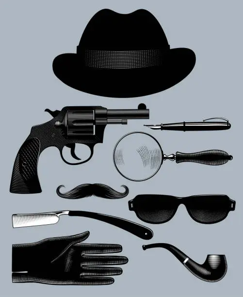 Vector illustration of Set of men's accessories and items