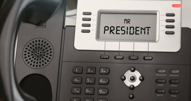 istock Close up IP Phone with text Mr.PRESIDENT. Office concept 1249350926