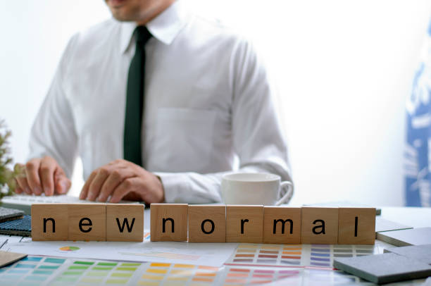 istock Businessman working in new normal space. 1249352342