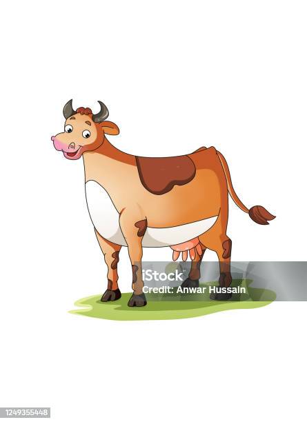 A Cow Stock Illustration - Download Image Now - Calf, Cartoon, Bizarre -  iStock