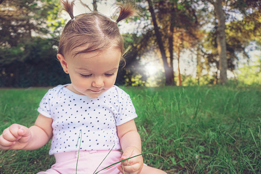 baby girl in park