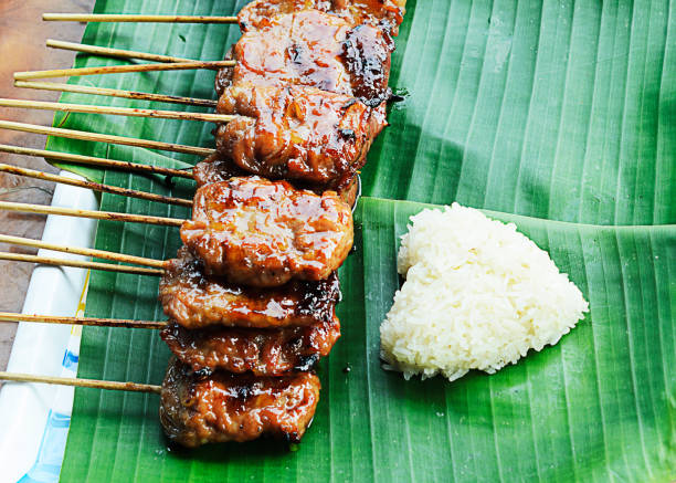 istock Delicious grilled pork and sticky rice heart shaped 1249357428