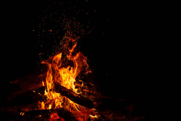istock Bonefire with sparks on black with free space 1249358476