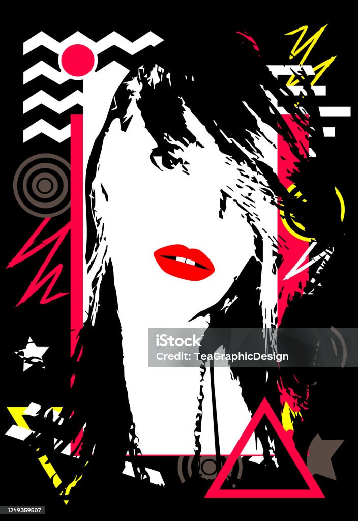 verkiezen maak een foto bestellen Punk Girl With Red Lips And Pink Hair Icon Pop Art Background Stock  Illustration - Download Image Now - iStock