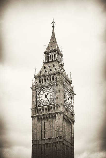 istock Big Ben clock tower, London, sepia toned, antique style 124936145