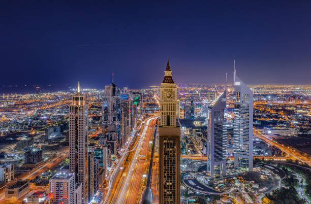 istock Dubai Skyline in Sunset and Clouds 1249362177
