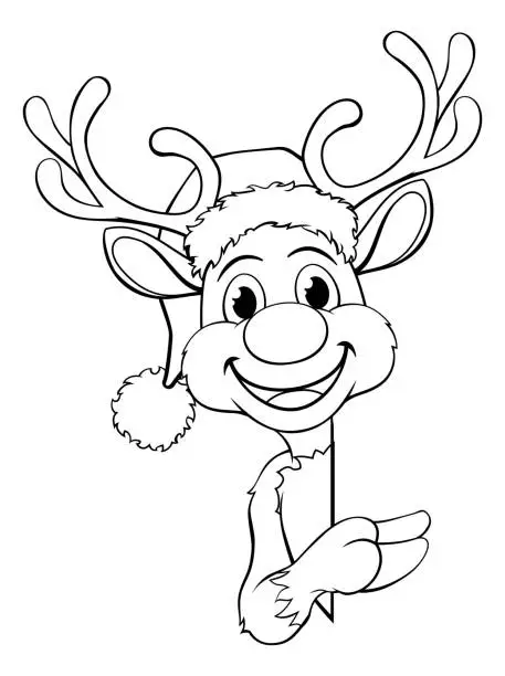 Vector illustration of Christmas Santas Reindeer Cartoon Character