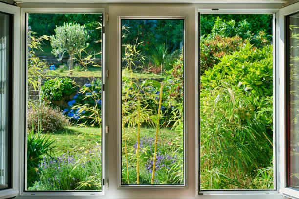 istock window with view of flower garden 1249362367