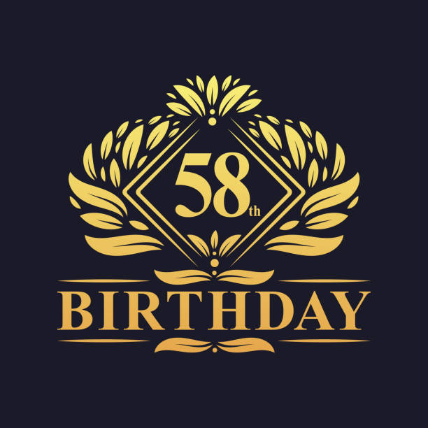 58 years Birthday Logo, Luxury Golden 58th Birthday Celebration.