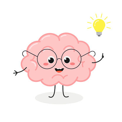 Cute Nerd Brain Cartoon Character With Lightbulb Stock Illustration -  Download Image Now - Ideas, Inspiration, Doodle - iStock