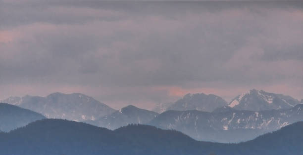 Mountain panorama of the Bavarian Alps before sunrise