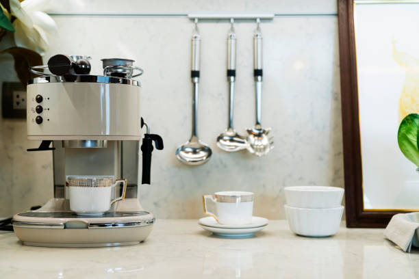istock home interior counter marble top with kitchen item coffee maker and home decorating 1249367646