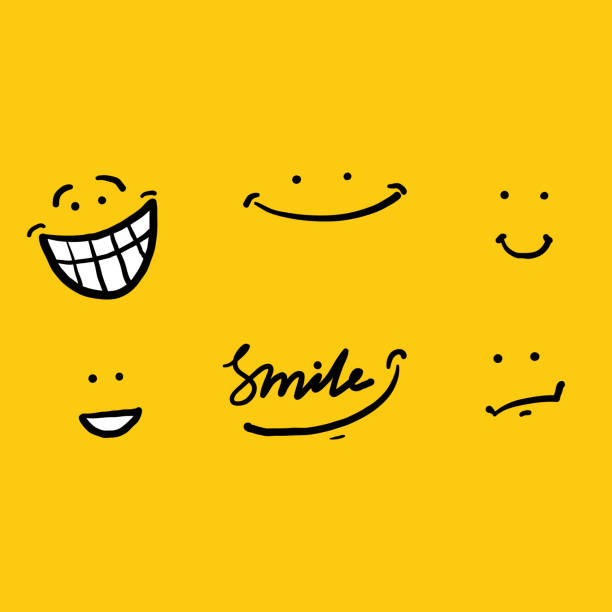 handzeichnung doodle lächeln illustration vektor isolierten hintergrund - animated emojis stock-grafiken, -clipart, -cartoons und -symbole