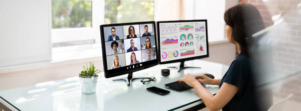 istock Watching Online Video Conference Meeting 1249379615