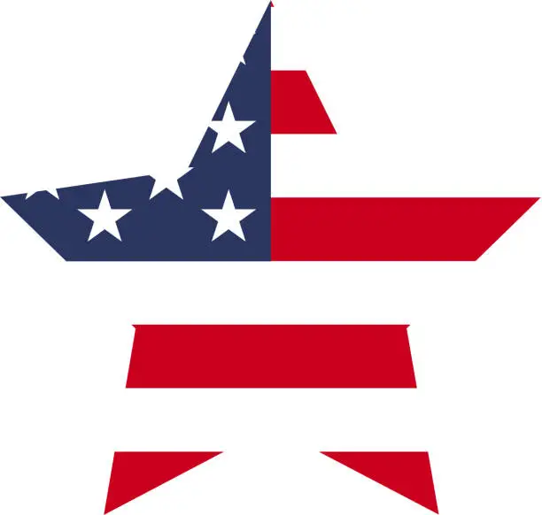 Vector illustration of USA flag star shape icon isolated