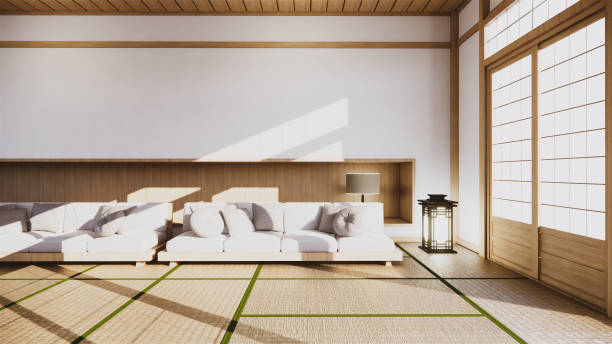 istock Sofa japanese style on room  japan and the white backdrop provides a window for editing.3D rendering 1249381090