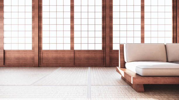 istock Sofa japanese style on room  japan and the white backdrop provides a window for editing.3D rendering 1249381365