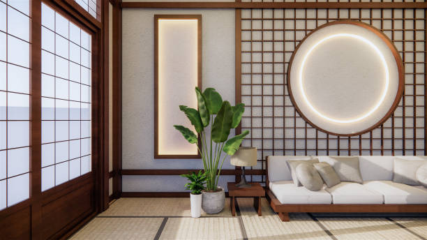 istock Sofa japanese style on room  japan and the white backdrop provides a window for editing.3D rendering 1249381837