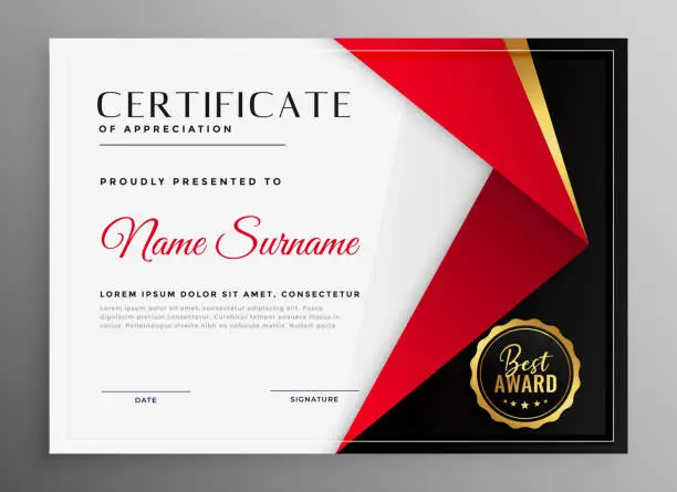 Vector illustration of certificate of appreciation luxury red theme template design