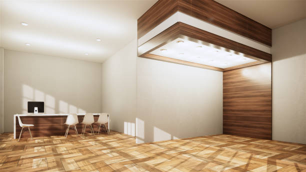 istock Mock up scene office Desk standing in office. 3d rendering 1249382972