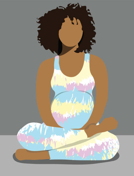 ilustrações de stock, clip art, desenhos animados e ícones de trendy pregnant woman practising yoga - africana gravida