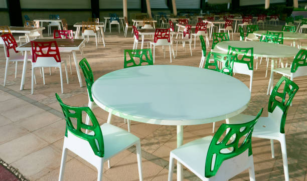 istock tables and chairs in an empty cafe because of a pandemic 1249384338