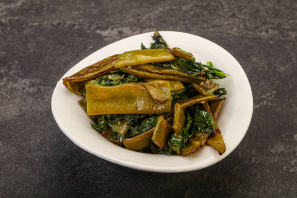 istock Vagan cuisine with roasted green bean 1249386200