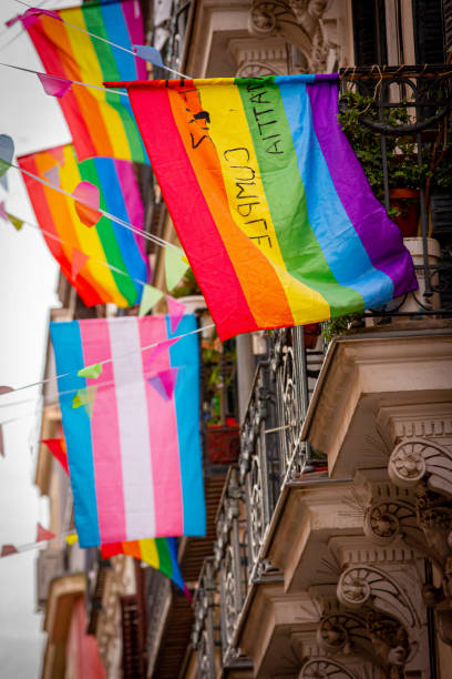 istock A street decorated with rainbow flags, Madrid, Spain. 1249393047