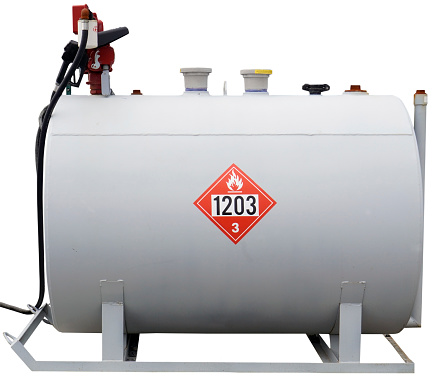 Refueling gasoline tank for oyster farming vehicles. Isolated.